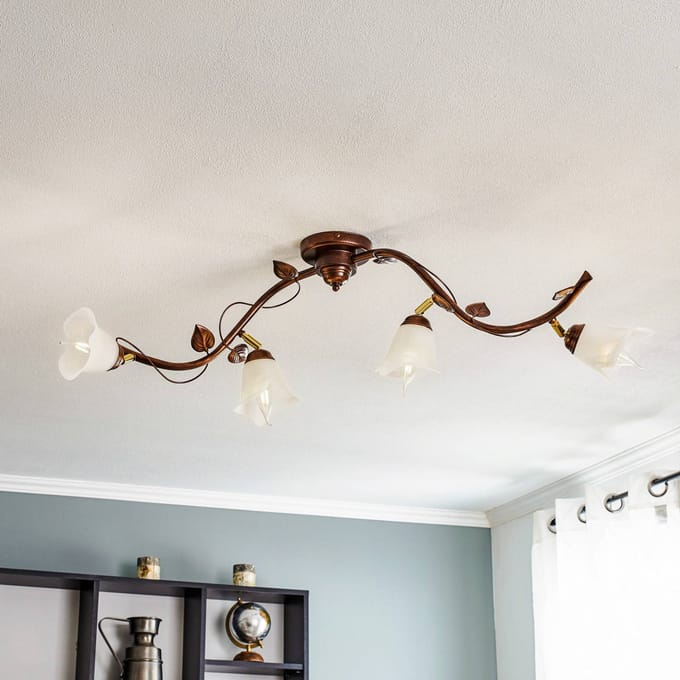 Lamkur Plafondlamp Siena Florentijnse stijl gebogen 4-lamps