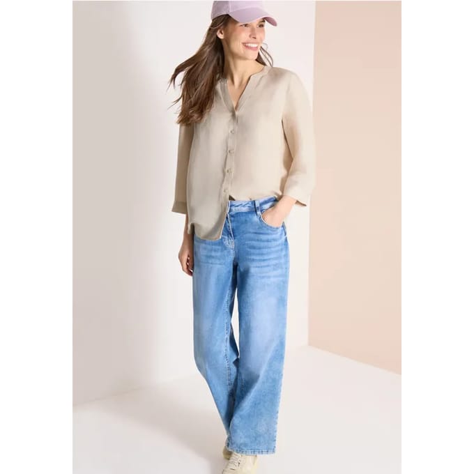 3/4 mouw blouse van linnenmix