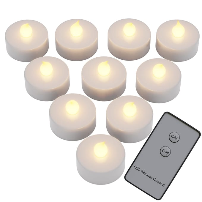 Monzana - 10 x flikkerende LED theelicht - warmwit - met afstandsbediening