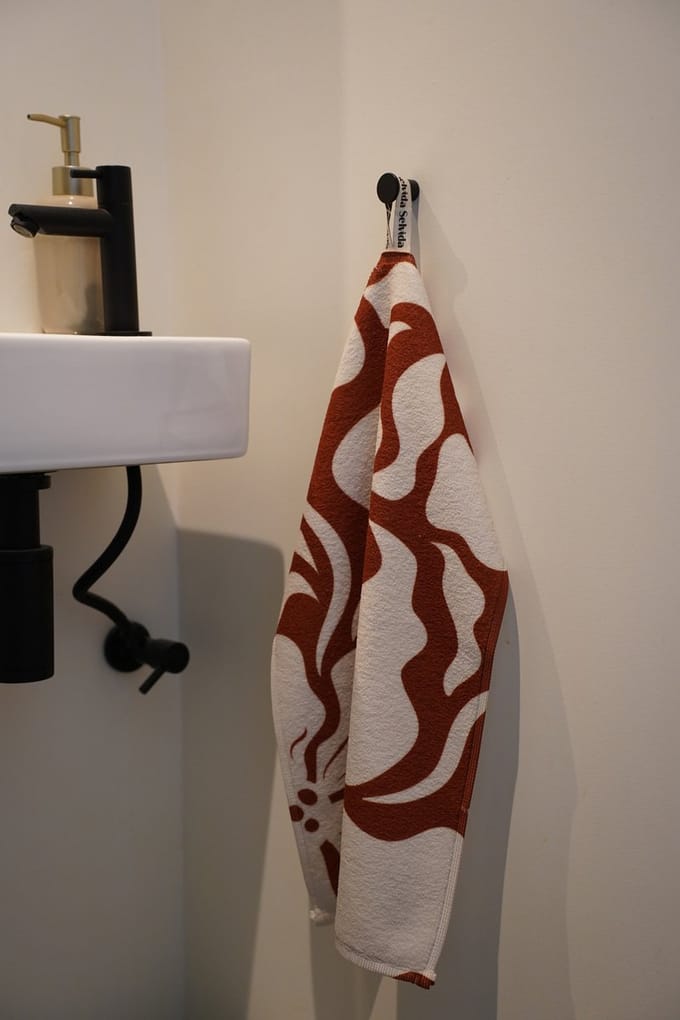 Gastendoek - 30 x 50 cm - terra/rood