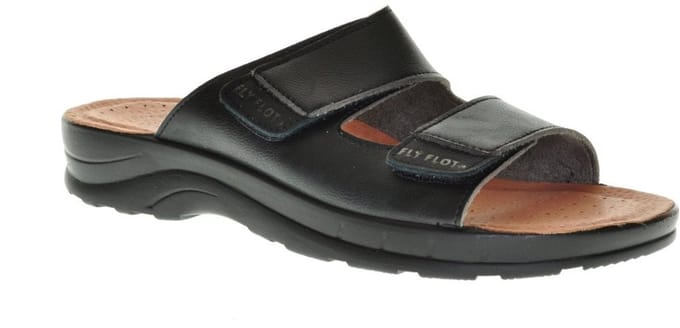 Fly Flot Zwarte Herenslipper 2 Velcro maat 46