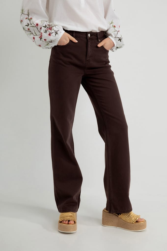 Josephine & Co Serge Pants Dark Brown Maat: 40 | Pantalons Outlet | Dames | Bruin