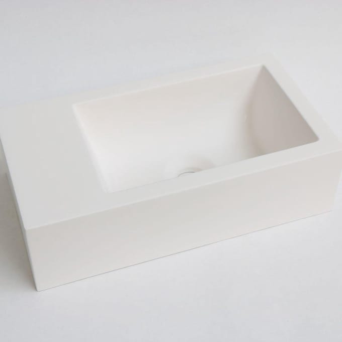 Fontein INK Contra Rechthoek Links 40x22x10cm Polystone Cilinder Mat Wit Zonder Kraangat