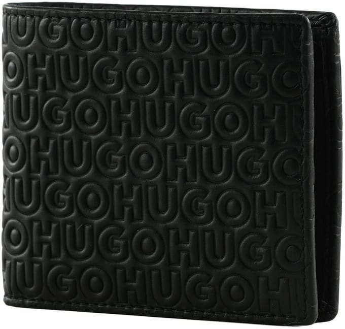HUGO Leren portemonnee Ethon Hi M 4 Cc Coin Wallet Black 2 zwart