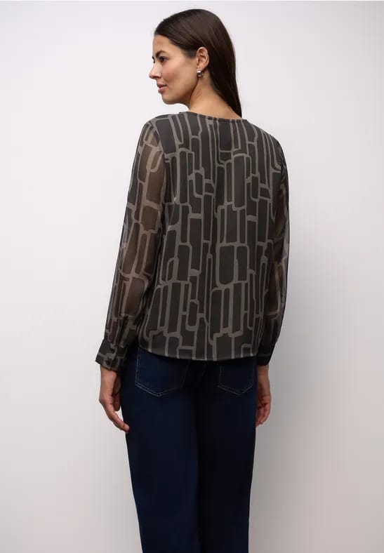 Gedessineerde chiffon blouse