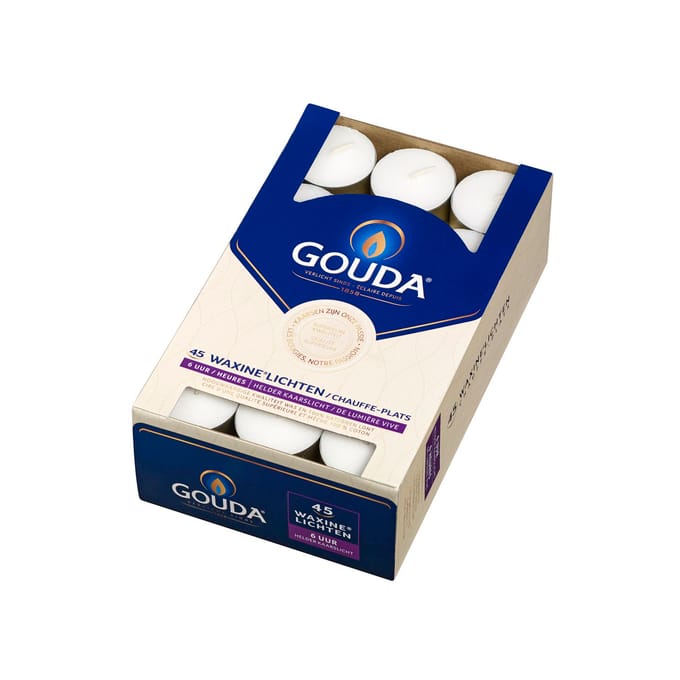 Gouda theelichten 45 stuks 6 branduren wit