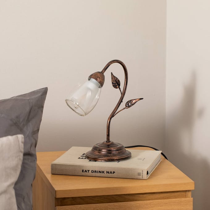 ONLI Tafellamp Liliana, 1-lamp, zwart, roségoud, metaal