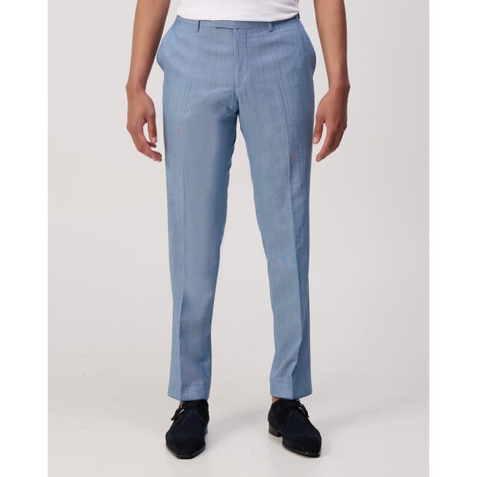 Pantalon van scheerwolmix met vouwlijnen