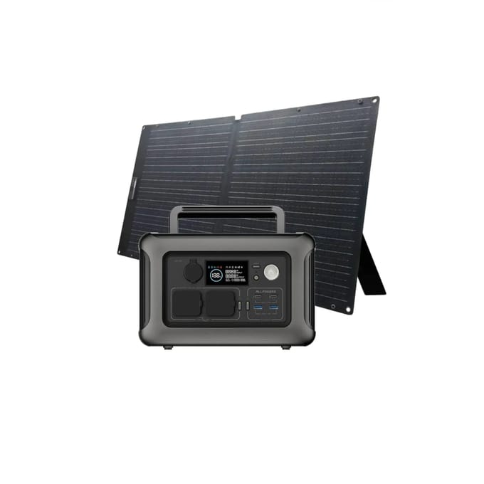 ALLPOWERS Solar Generator Kit 600W (R600 + SOLAX SE100 100W Solar Panel) - R600-Black +  SOLAX SE100 100W Solar Panel