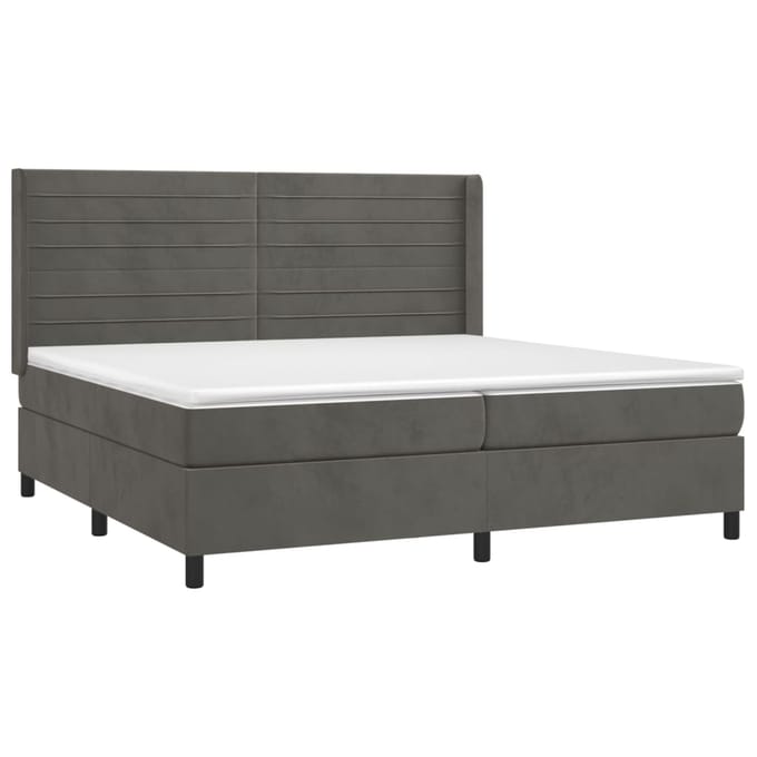 vidaXL - Boxspring - met - matras - fluweel - donkergrijs - 200x200 - cm