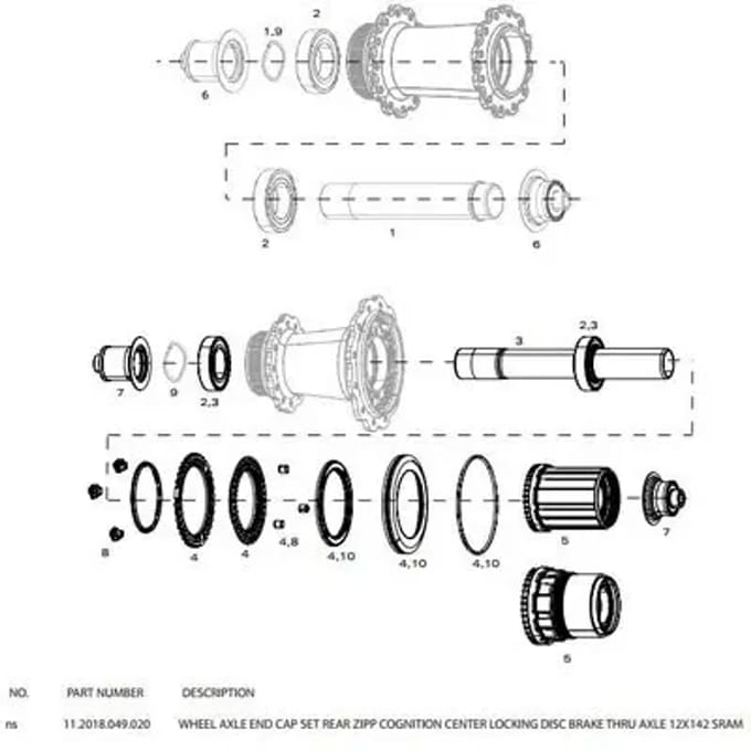 Zipp naafdeel cogn db eindbus a cl 142/12 ta kit zwart