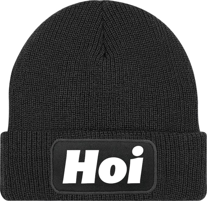 Muts met tekst - Zwart - 100% Soft-Touch acrylic - Hoi