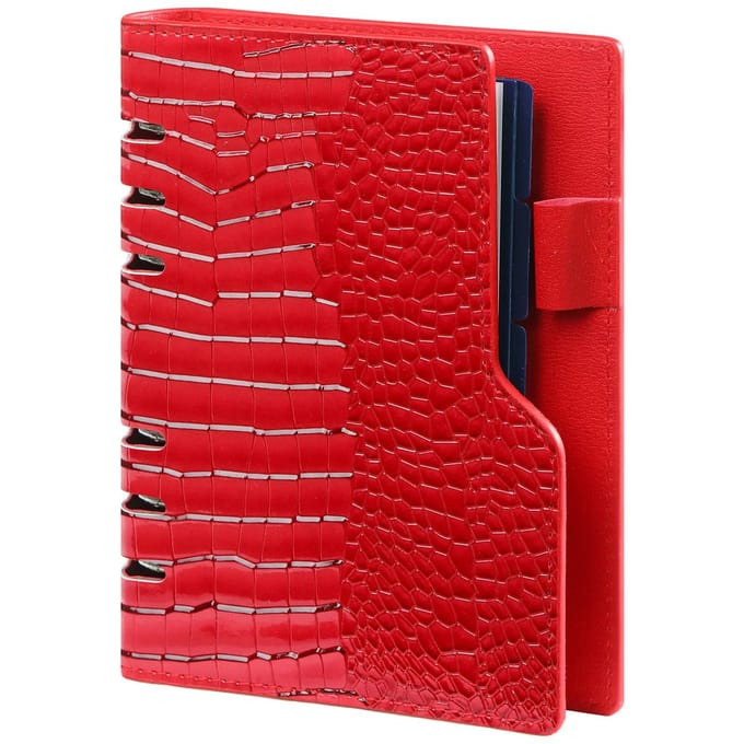 1116-62 Personal 6 Ringband Organizer Clipbook Glans Croco Rood 1 week per 2 paginas 2026-2027-2028