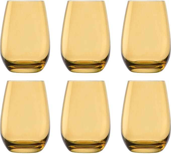 Set van 6 - Waterglazen 465 ml - ELEMENTS - Gekleurde Drinkglazen, amber