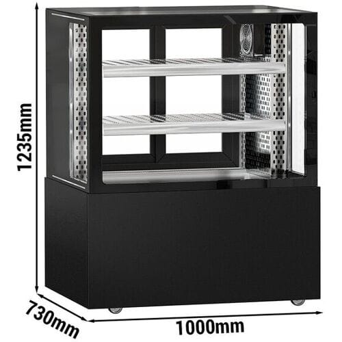 GGM Gastro Kühl-/ Fleischvitrine MADRID - 1000mm - Doppelverglasung - mit 2 Ablagen - Schwarz Matt