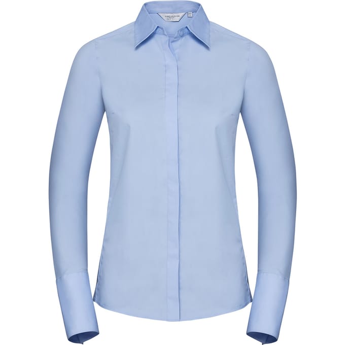 Russell Collection Dames/Dames Ultimate Stretch Slim Shirt met Lange Mouwen (Heldere lucht)