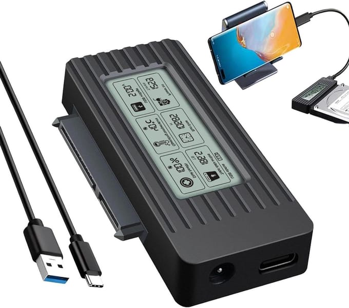 Harde schijf adapter - Externe harde schijf - Snelle dataoverdracht - UASP technologie - Tot 5 Gbps - Zwart