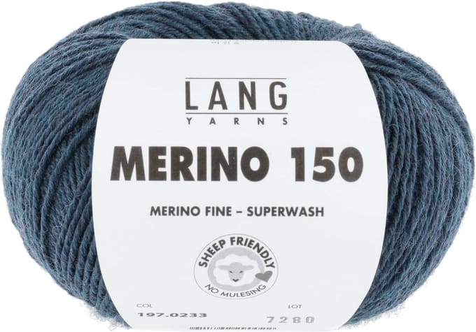 Lang Yarns Merino 150 - 234 denimblauw mix - Merinowol Garen