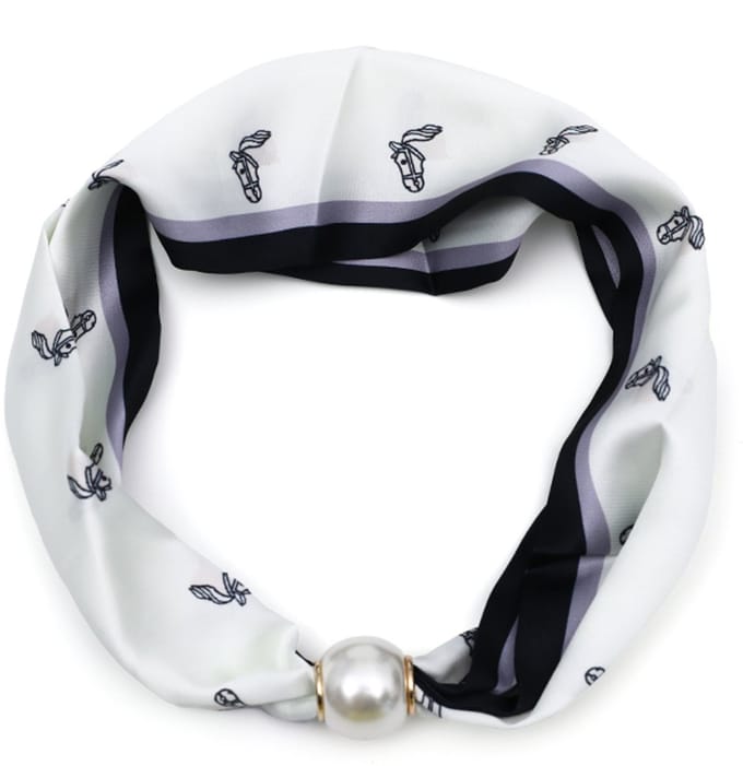 Sjaal met Paardensportdessin en Magnetische Parelsluiting