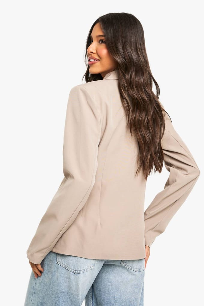 boohoo Dames Pocket Detail Structured Blazer | Taupe | Maat: 36