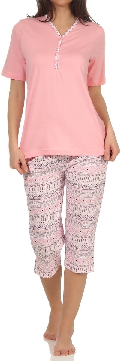Normann dames capri pyjama met korte mouwen in Ethnolook - Ook in oversizes