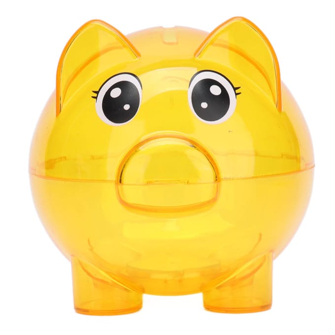 Transparante Plastic Spaarpot Breekbestendig Vorm van een Varken Spaarvarken voor KinderenL yellow