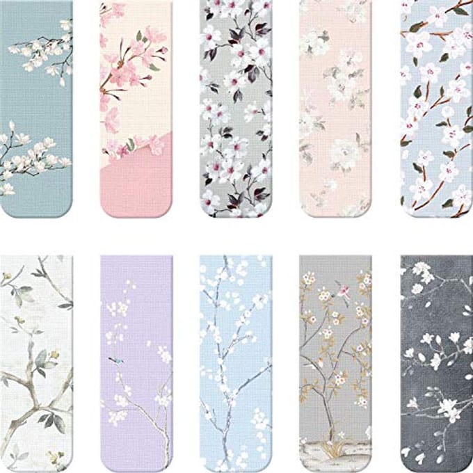 Omgoods - Set van 10 Magnetische Boekenleggers met Floral Ontwerp