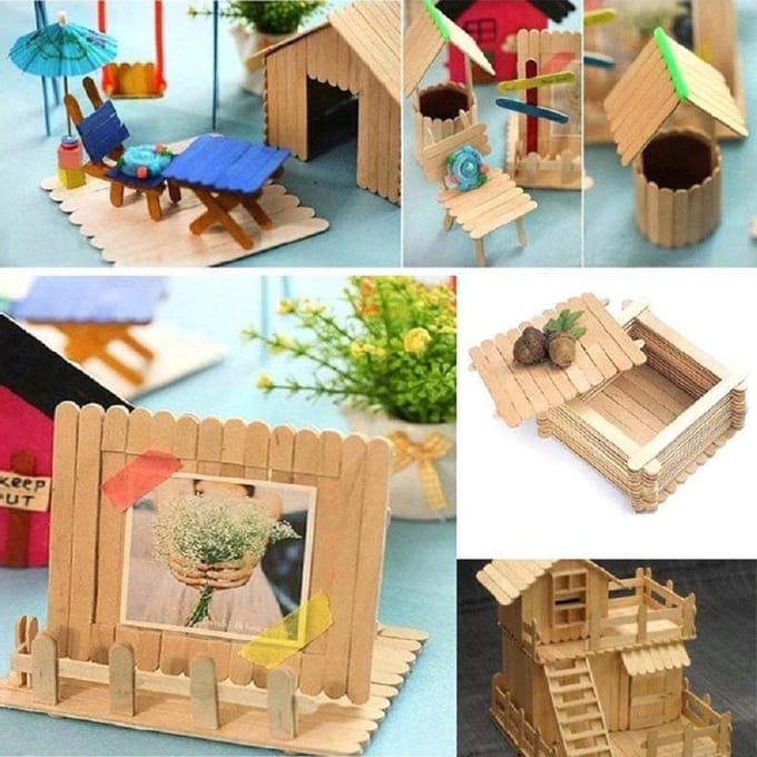 400 Stuks IJsstokjes Houten IJsstokjes Geweldige Bulkstokjes voor DIY Knutselen beige