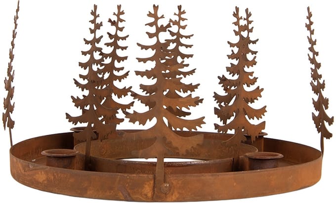 Clayre & Eef Kandelaar Kerstbomen Bruin Metaal