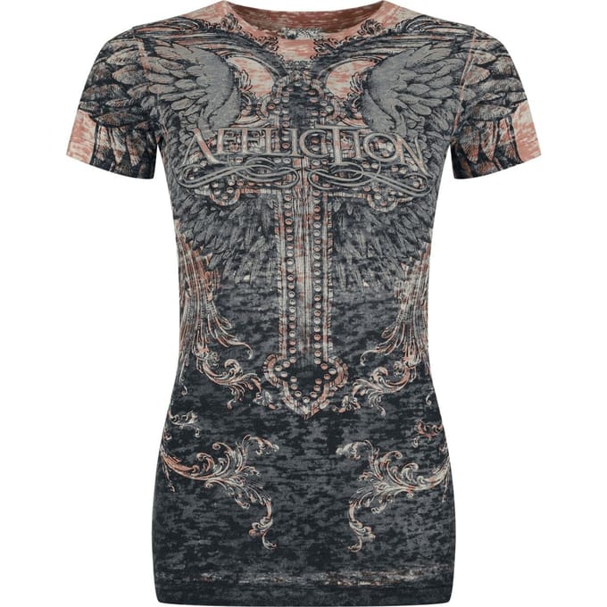 Affliction T-shirt - Isabella S/S Tee - M tot XL - voor Vrouwen - bruin