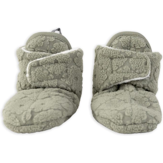 Lodger - Antislip babyslofjes - Klittenband - Fleece - 6-12 maanden - Groen