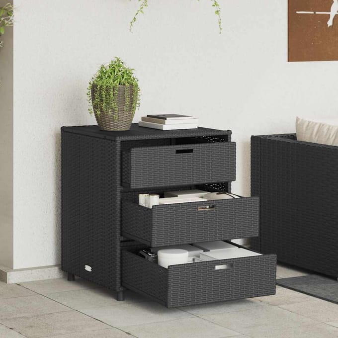 vidaXL - Tuinkast - 55x59x69 - cm - poly - rattan - zwart