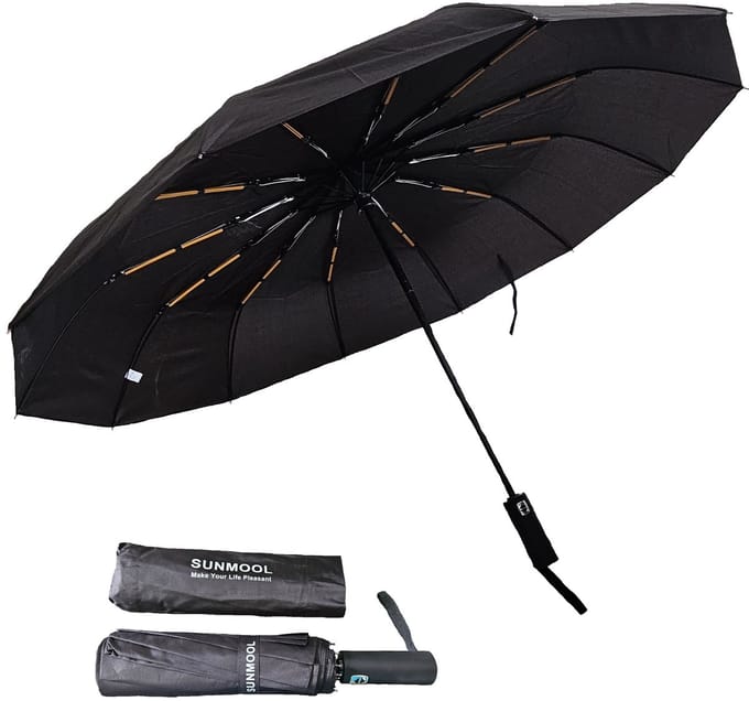 SUNMOOL Storm Paraplu Opvouwbaar - Automatisch Uitklapbaar - Ø 105 cm - Zwart