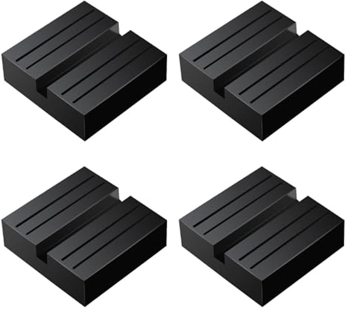 4 Stuks Gegroefde Rubberen Kriksteun voor Auto - Universele Bescherming voor Krikstandaards
