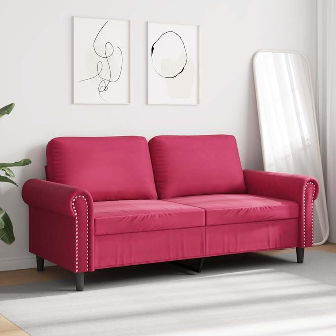 vidaXL - Tweezitsbank - 140 - cm - fluweel - wijnrood