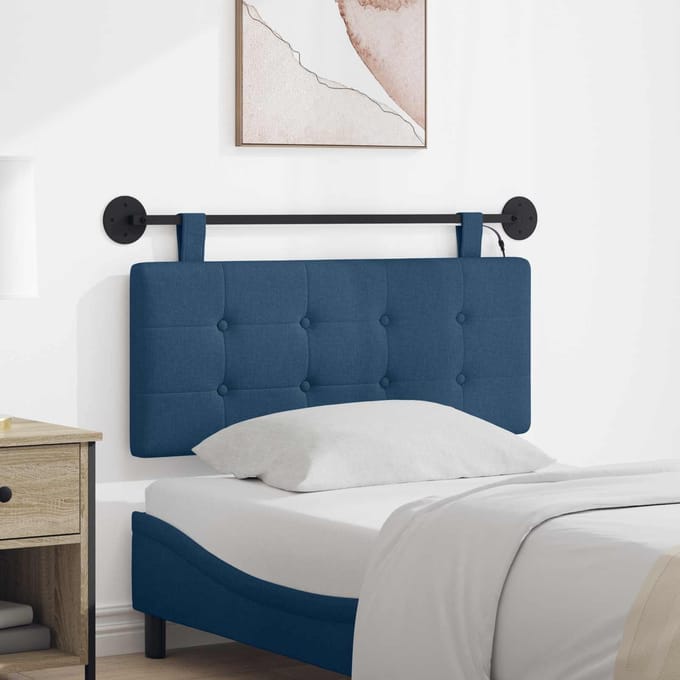 vidaXL - Hangend - hoofdbord - Met - LED-verlichting - Blauw - Stof