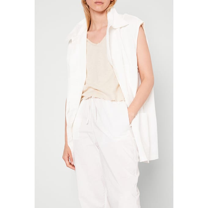 American Vintage Sleeveless Jacket With Shirt Collar Blanc Maat: OS | Gilets Outlet | Dames | Wit