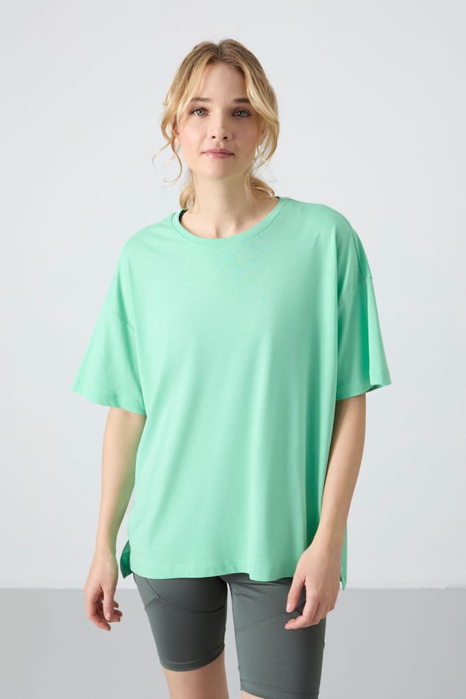 Overmaatse Katoen-Modal Crew Neck T-Shirt