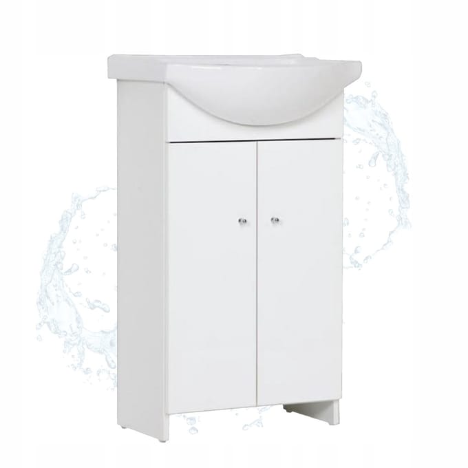 STAMAR - Wastafelmeubel 50 cm - badkamermeubel met wastafel - wit - staand