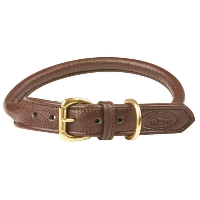 Opgerolde leren hondenhalsband Weatherbeeta