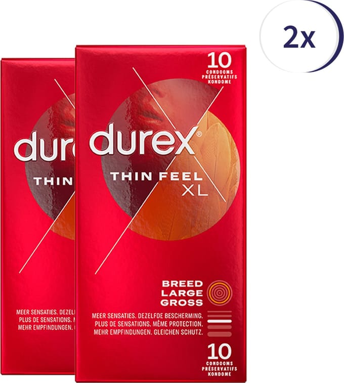 Durex Condooms Thin Feel XL 10st - 2 Stuks - Voordeelverpakking