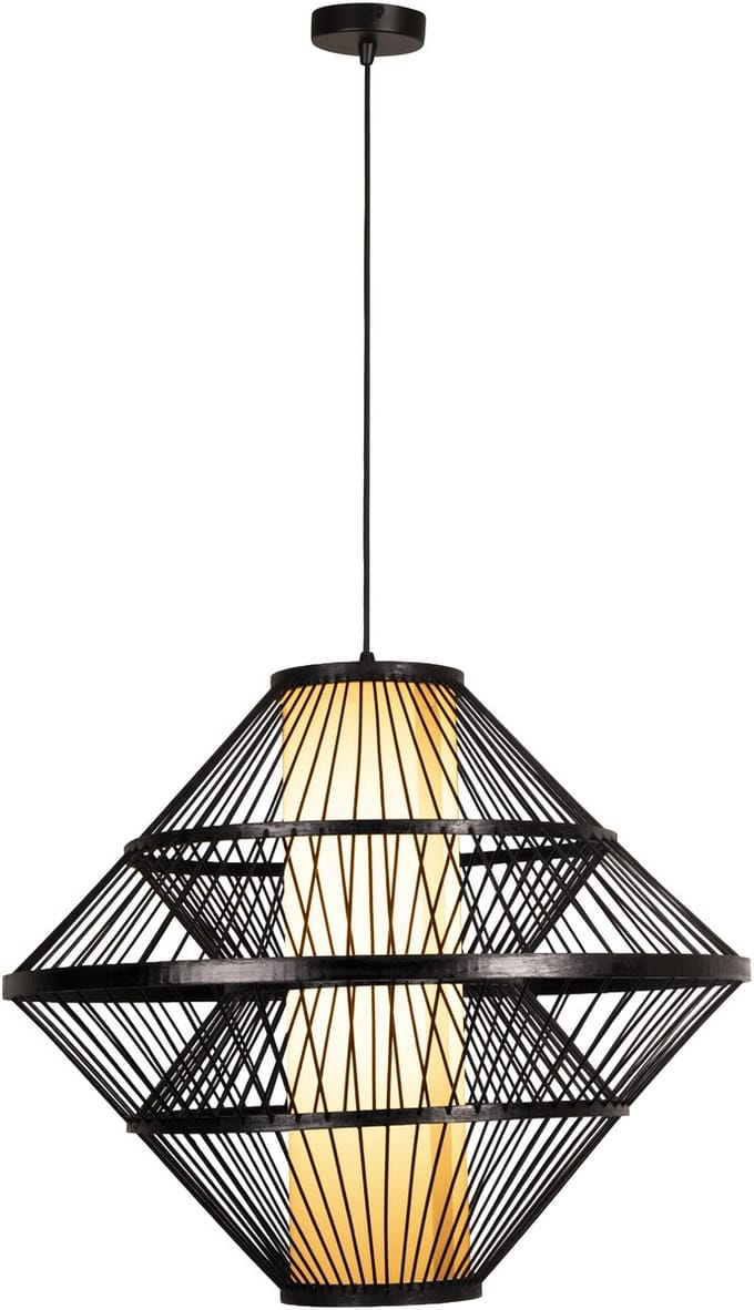Lucide PASQUINO - Hanglamp - Ø 60 cm - 1xE27 - Zwart - Essential - Japandi