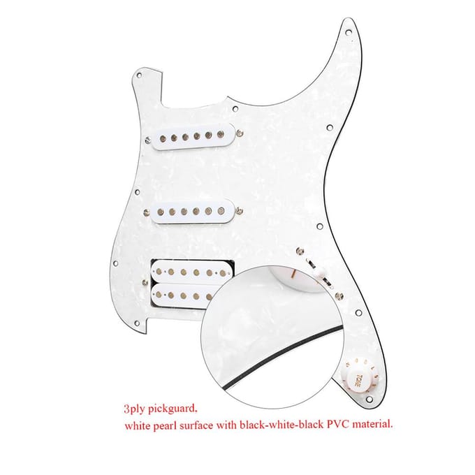3-laags SSH Geladen Voorbedrade Slagplaat Humbucker Pickups Set voor Strat ST Elektrische Gitaar Wit Parelmoer wit