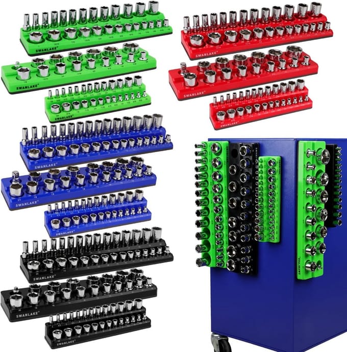Magnetische Schroefdop Organizer Set voor 1/4", 3/8", en 1/2" Doppen - 286 Stuks