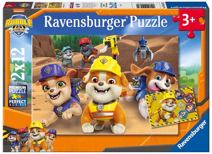 Ravensburger legpuzzel PAW Patrol Rubble & Crew - 2x12 stukjes karton.