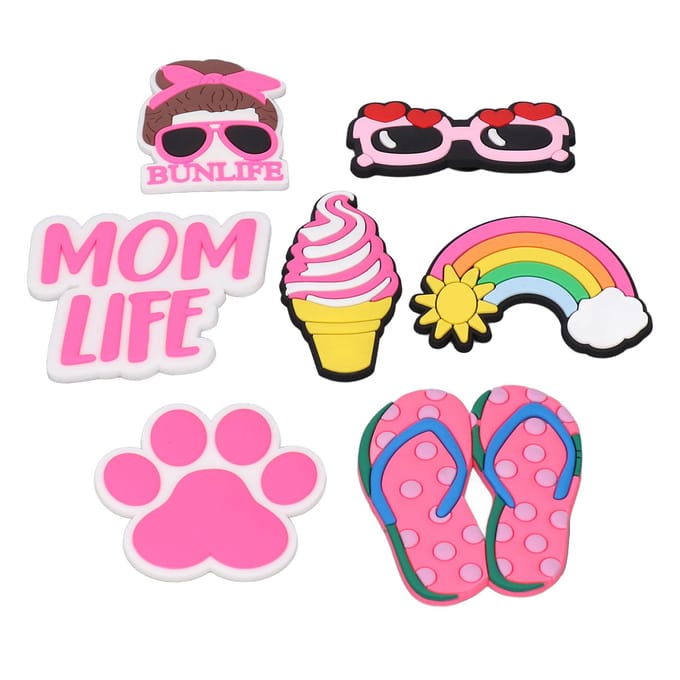 7 pièces Insert Sac de Plage Décorations Motif Moderne Accessoires Sac de Plage en Silicone pour Sac à Main pink