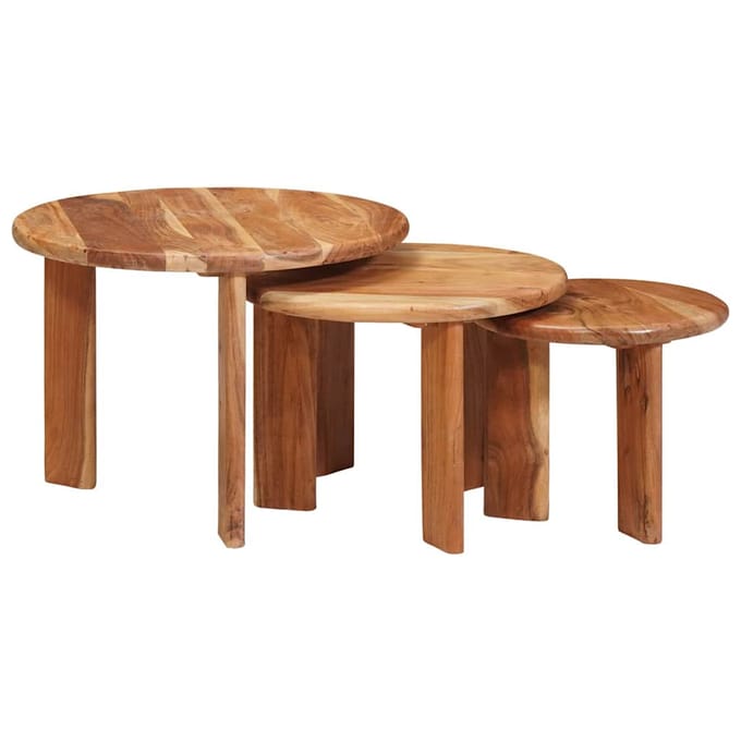 vidaXL - Nesting - Koffietafels - 3 - st - Bruin - Ø - 54 - x - 40 - cm