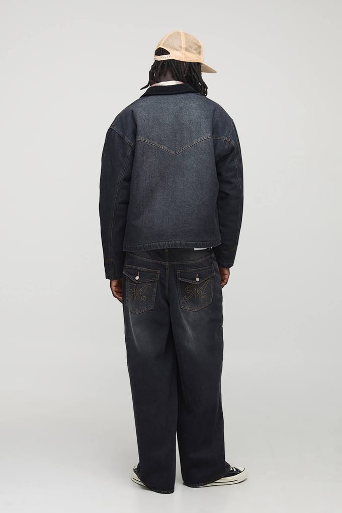 Baggy fit Gewassen Carpenter-gepanellede Jeans | Charcoal | Size 30R