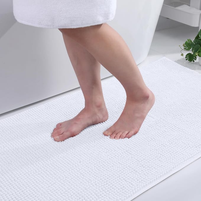 Homaxy - Badmat Antislip – Chenille Douchemat – Badmat Badkamer - Bruin - 50x80cm
