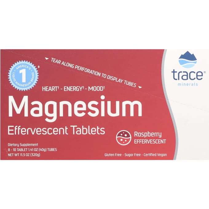 Trace, comprimés effervescents de magnésium, framboise, 8, 10 comprimés chacun